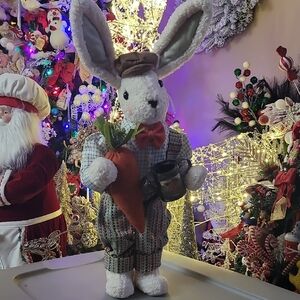 Festive Bunny Plush with Carrot and Bow Tie 23 inches Tall !
